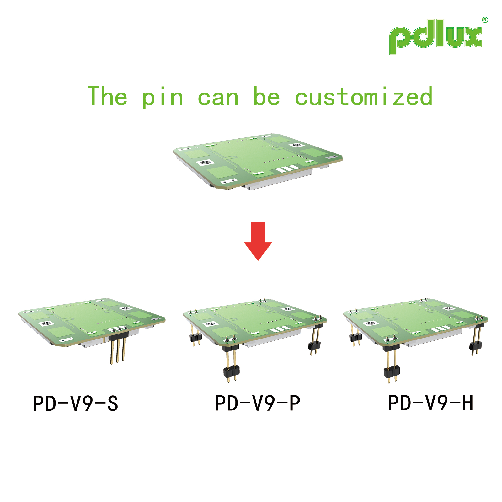 PDLUX रोल आउट अपग्रेड गरिएको PD-V9H/PD-V9P/PD-V9S X-ब्यान्ड डपलर सेन्सिङ मोड्युलहरू, अनुकूलन पिन-मुक्त संस्करण वैकल्पिक